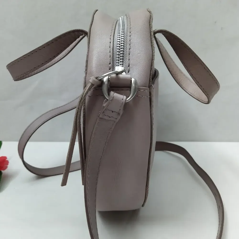Madewell Light Purple Leather Round Shape Zipper Satchel Crossbody Bag
